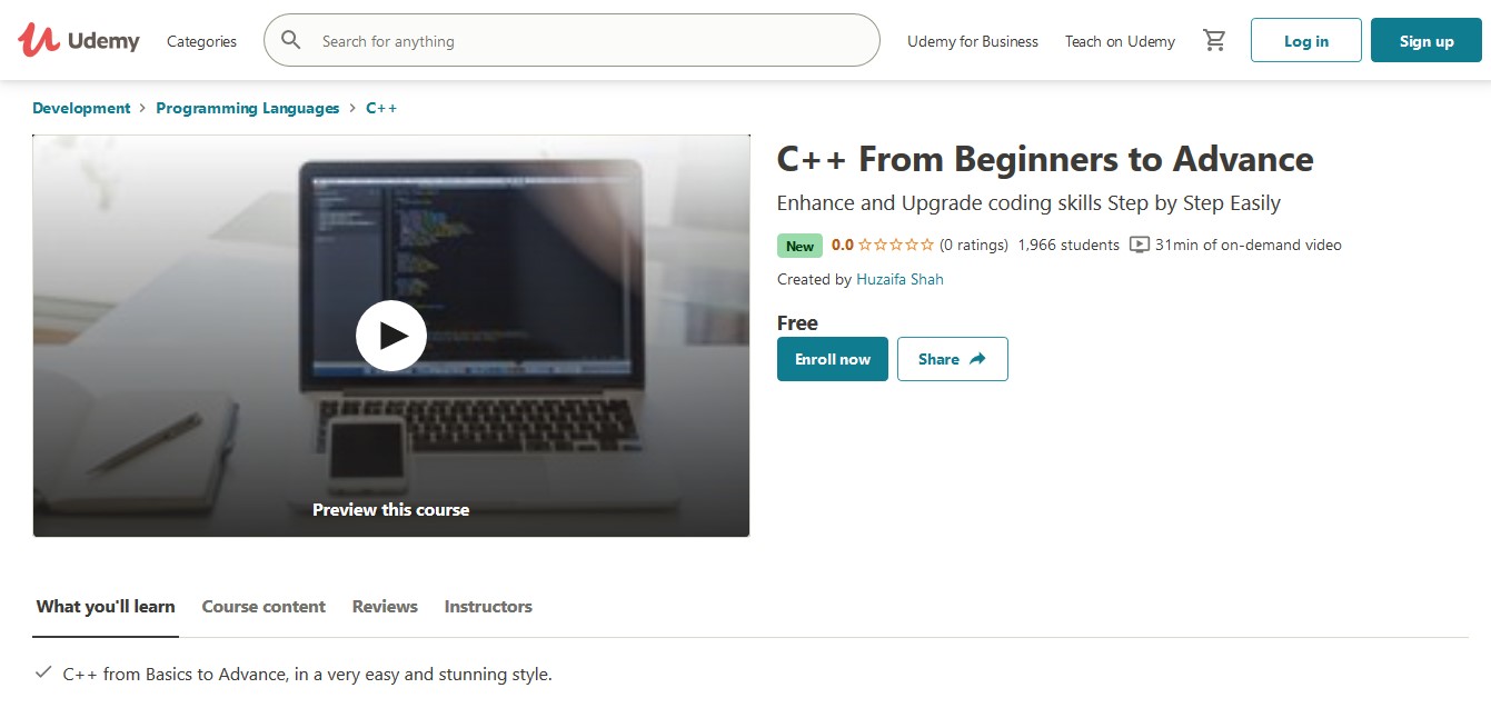 C++ From Beginners to Advance Course