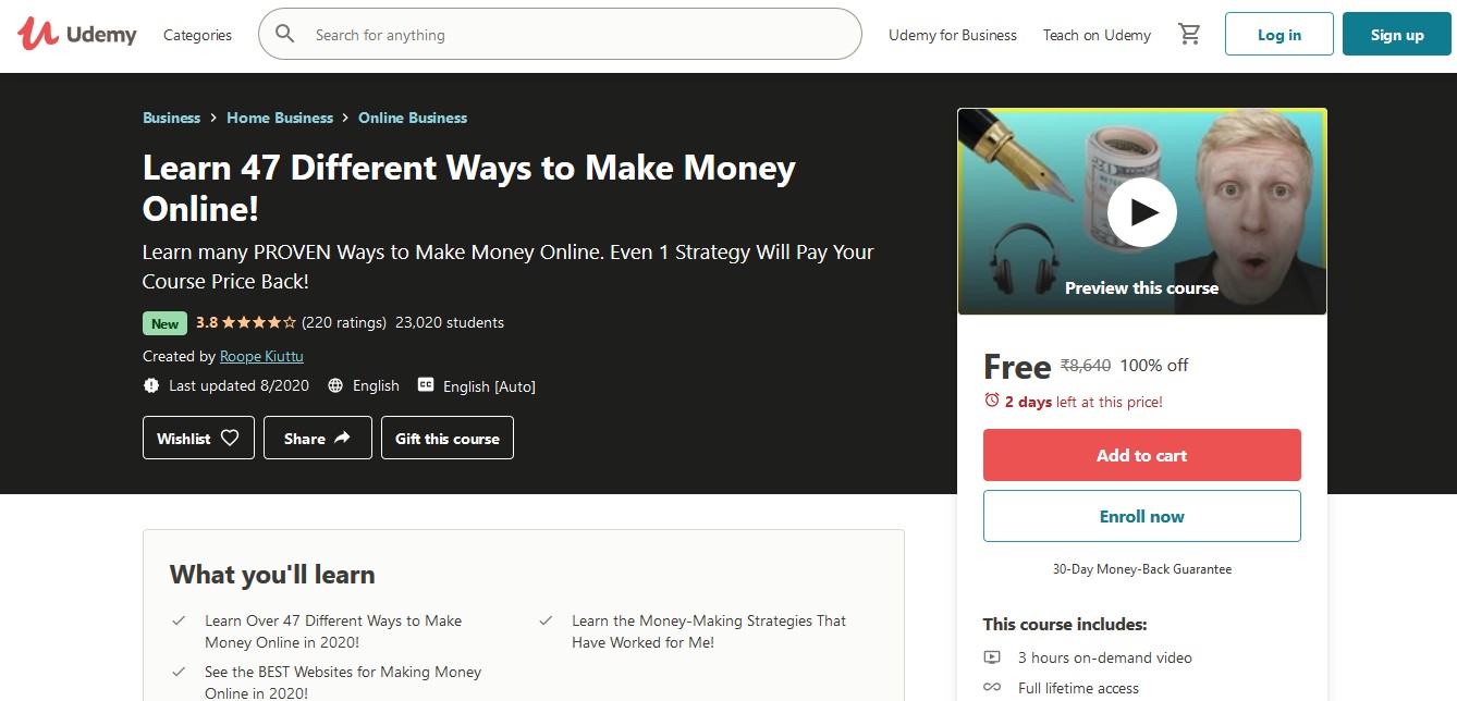 Learn 47 Different Ways to Make Money Online! – Enroll Now