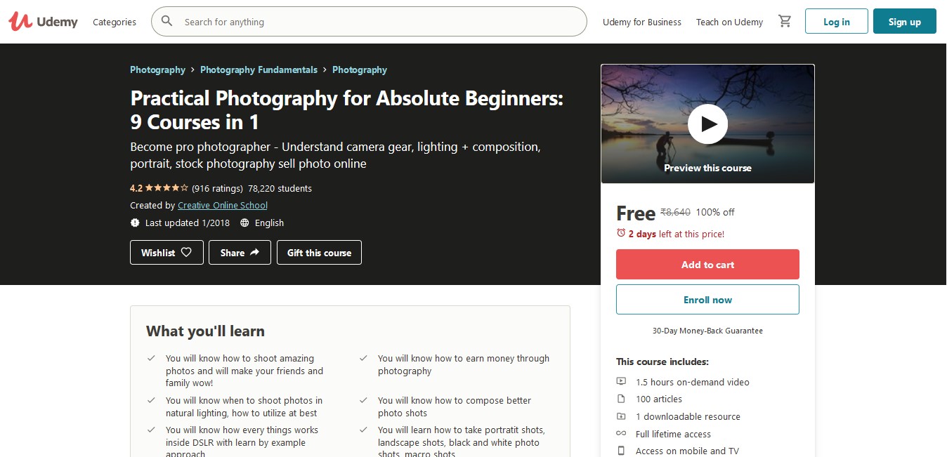 Practical Photography for Absolute Beginners 9 Courses in 1