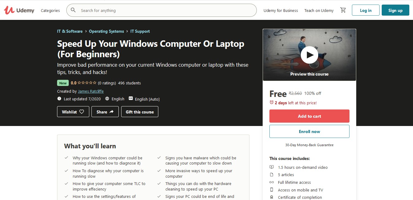 Speed Up Your Windows Computer Or Laptop (For Beginners)  – Enroll Now