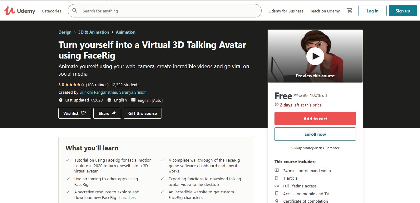 Turn yourself into a Virtual 3D Talking Avatar using FaceRig – Enroll Now