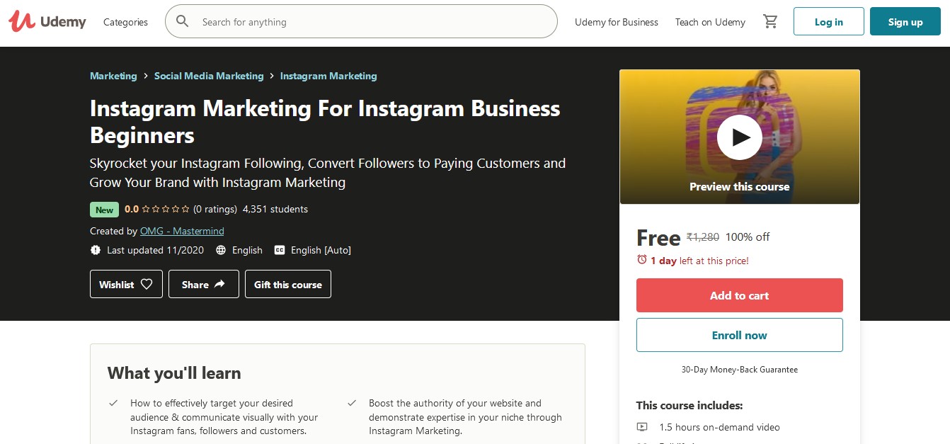 Instagram Marketing For Instagram Business Beginners – Enroll Now