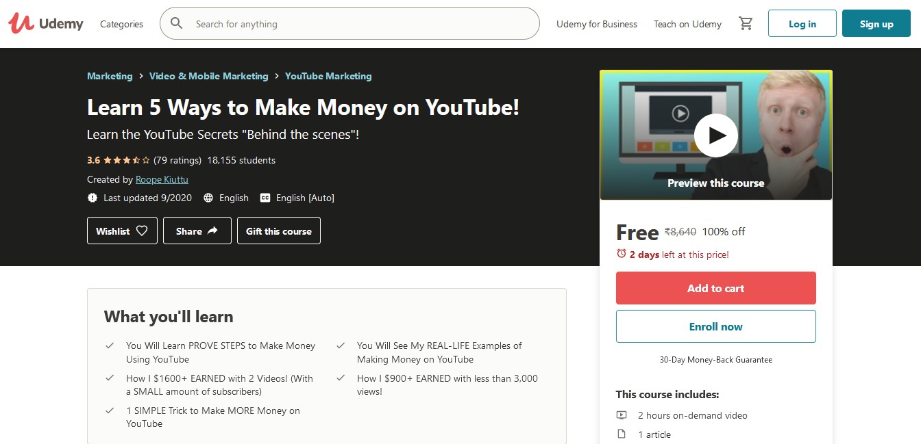Learn 5 Ways to Make Money on YouTube! – Enroll Now