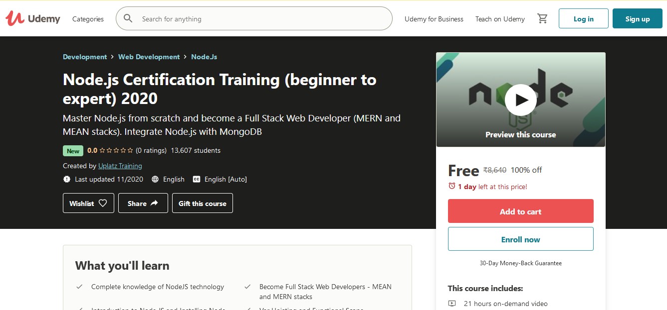 Node JS Certification Course For Beginners 2020 – Enroll Now